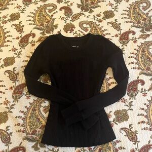 Aerie Black Ribbed Long Sleeve Top